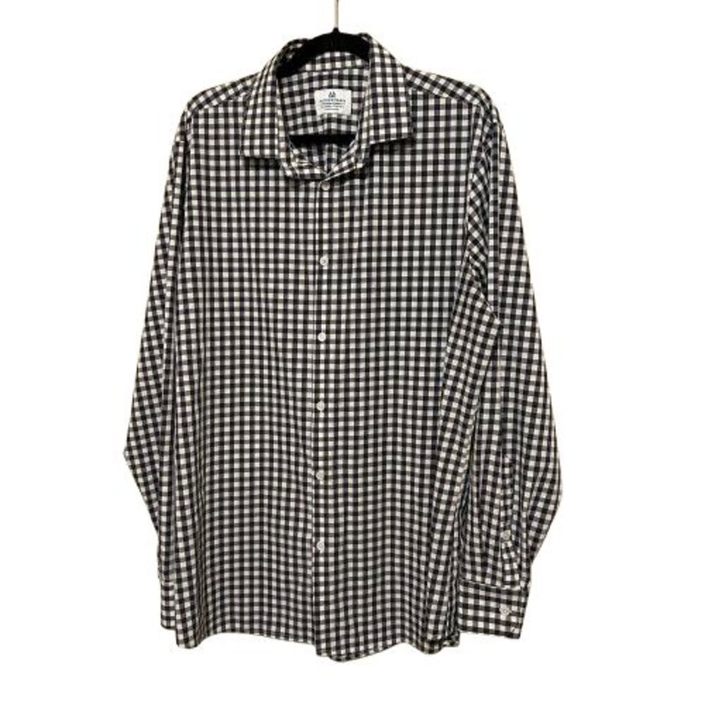Mizzen Main Button Up Shirt XXL Trim Fit Performance Stretch Gingham Check Plaid
